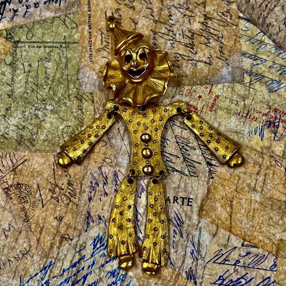Vintage Costume Clown Jewelry Brooch